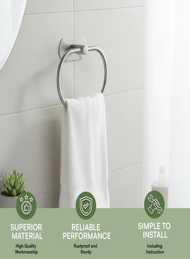 Oslen Magic Sticker Self Adhesive Stainless Steel Towel Ring Holder - Capsule Shape Wall Mount, Chrome Finish, Rust-Resistant, Space-Saving Bathroom Accessory for Hand Towels No Drilling (Pack of 1) - Image 2